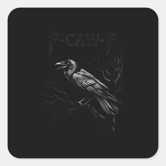 Sticker Carré Crow, F-Caw-F Bird Retro Classic (Devant)