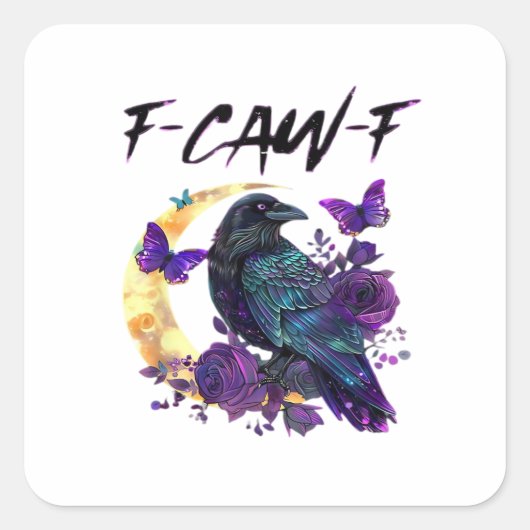Sticker Carré Crow F Caw F Funny Bird Moon Gothic Design (Devant)