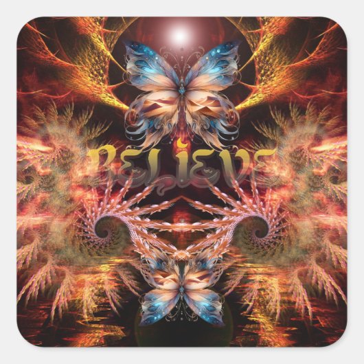 Sticker Carré Croyez Om-Fractal Art Inspirational (Devant)