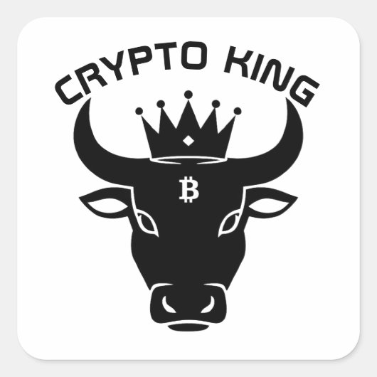 Sticker Carré Crypto King Personnalisé Blanc (Devant)