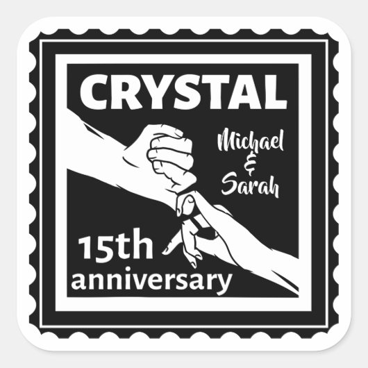 Sticker Carré Crystal 15e anniversaire mariage tenant la main (Devant)