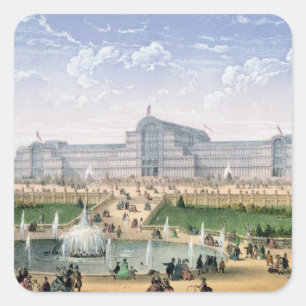 Sticker Carré Crystal Palace, Sydenham, c.1862 (litho couleur)
