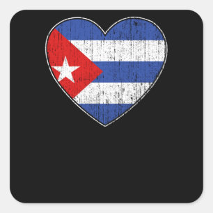 Sticker Carré Cuba Coeur amoureux du drapeau cubain