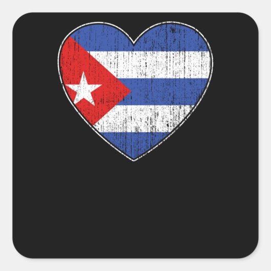 Sticker Carré Cuba Drapeau Amour Coeur Cuba (Devant)