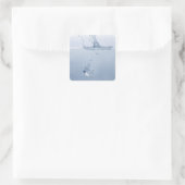 Sticker Carré Cube de glace éclaboussant dans l'eau (Sac)