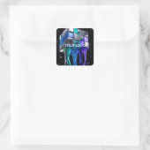 Sticker Carré Cube de puzzle chromé futuriste (Sac)