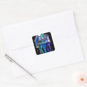 Sticker Carré Cube de puzzle chromé futuriste (Enveloppe)