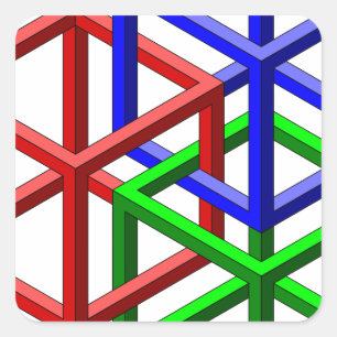 Sticker Carré Cubes Impossible Géométrie Illusion Optique