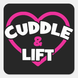 Sticker Carré Cuddle and Lift - Funny Novelty Weight Lifting Gym