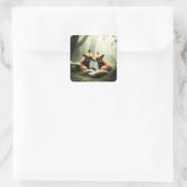 Sticker Carré Cuddle Fox dans la forêt de Misty (Sac)