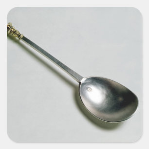 Sticker Carré Cuillère d'apôtre en argent avec dessus de sceau e