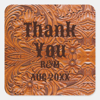 Sticker Carré Cuir rustique mariage de cow-boy de l'ouest