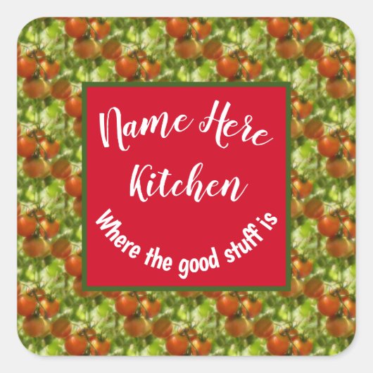 Sticker Carré Cuisine bon Stuff Cherry Tomates Personnalisé (Devant)
