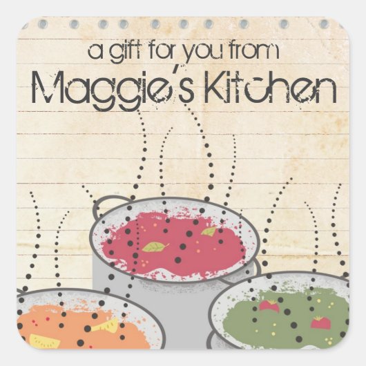 Sticker Carré Cuisine chic Shabby arômes vapeur sauce pot (Devant)