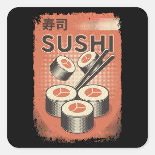Sticker Carré Cuisine de sushi japonaise parfaite Conception d