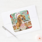 Sticker Carré Cuisine de vacances Coonhound : Festive Noël (Enveloppe)