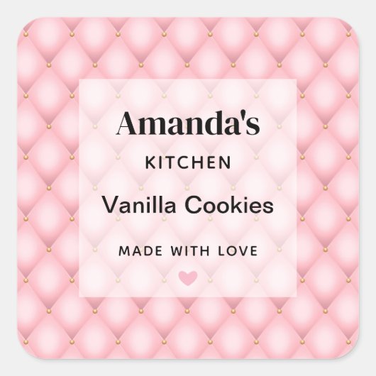 Sticker Carré Cuisine Motif de luxe rose Tufted Diamond (Devant)