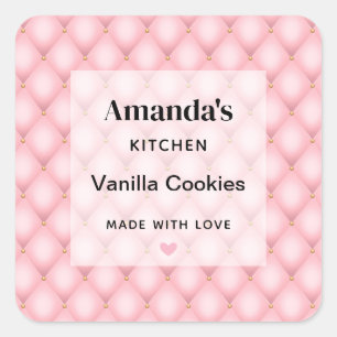 Sticker Carré Cuisine Motif de luxe rose Tufted Diamond