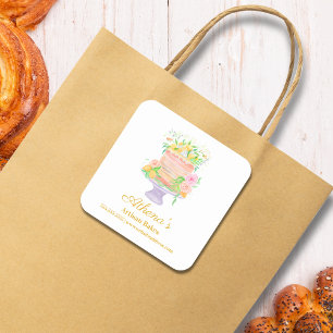 Sticker Carré Cuisine pâtissière boulangère Aquarelle