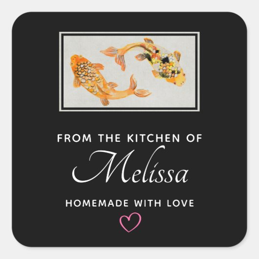 Sticker Carré Cuisine raffinée Gold Koi Fish (Devant)