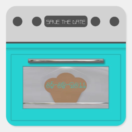 Sticker Carré Cuisson au four; enregistrer la date autocollante- (Devant)