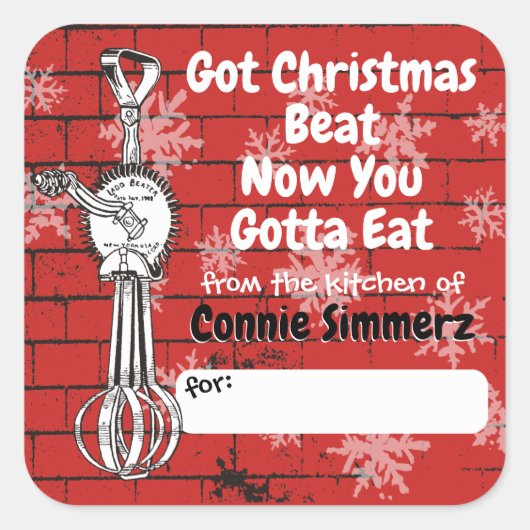 Sticker Carré cuisson beater oeuf Noël de la cuisine de (Devant)