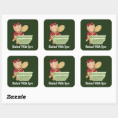 Sticker Carré Cuit avec amour ajouter message cuisson gingembre (Feuille)