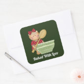 Sticker Carré Cuit avec amour ajouter message cuisson gingembre (Enveloppe)