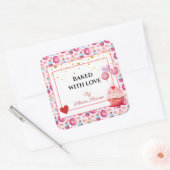 Sticker Carré Cuit avec amour - Cupcakes & Donuts mignons (Enveloppe)