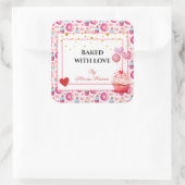 Sticker Carré Cuit avec amour - Cupcakes & Donuts mignons (Sac)