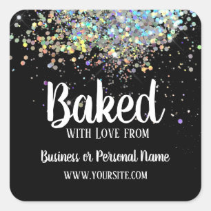 Sticker Carré Cuit avec amour Custom Business Parties scintillan