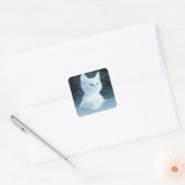 Sticker Carré Cuite Kitten blanc avec de beaux yeux bleus (Enveloppe)