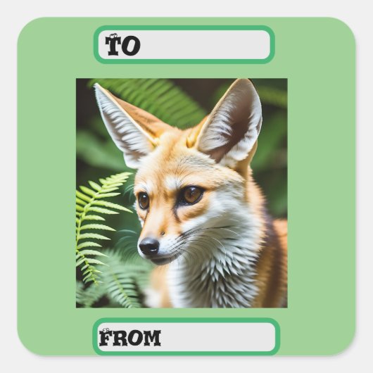 Sticker Carré Cunning Fennec Fox, (Devant)