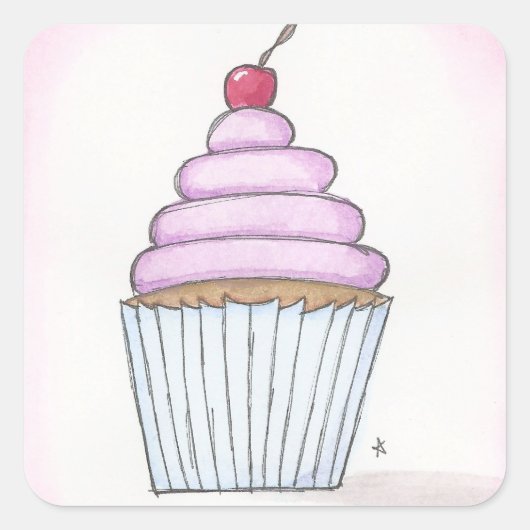 Sticker Carré cupcake (Devant)