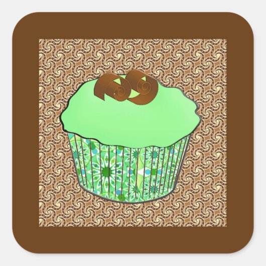 Sticker Carré Cupcake au chocolat congelé à la menthe, Arrière - (Devant)