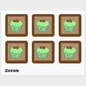 Sticker Carré Cupcake au chocolat congelé à la menthe, Arrière - (Feuille)