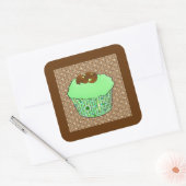Sticker Carré Cupcake au chocolat congelé à la menthe, Arrière - (Enveloppe)
