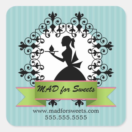 Sticker Carré Cupcake Boulangerie Couvercles (Devant)