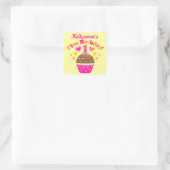 Sticker Carré Cupcake d'anniversaire (filles) (Sac)