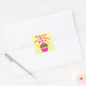 Sticker Carré Cupcake d'anniversaire (filles) (Enveloppe)