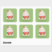 Sticker Carré Cupcake de Noël "Baking Spirits Bright"  (Feuille)