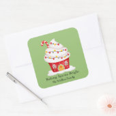 Sticker Carré Cupcake de Noël "Baking Spirits Bright"  (Enveloppe)