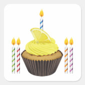 Sticker Carré Cupcake Et Bougies (Devant)