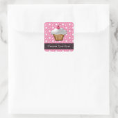 Sticker Carré Cupcake rose/blanc cerise (Sac)