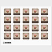 Sticker Carré Cupcake rose/Brown (Feuille)