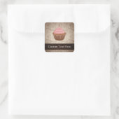 Sticker Carré Cupcake rose/Brown (Sac)