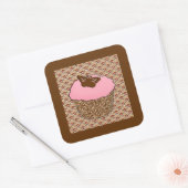 Sticker Carré Cupcake rose fraise (Enveloppe)