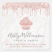 Sticker Carré Cupcake Rose Gold Parties scintillant Drives Marbl (Devant)