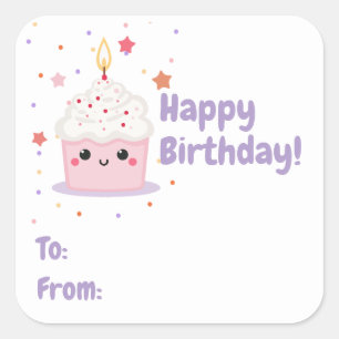 Sticker Carré Cupcake Smile Anniversaire
