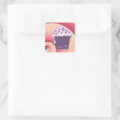 Sticker Carré Cupcake violet avec Arrière - plan Tourbillonnant (Sac)